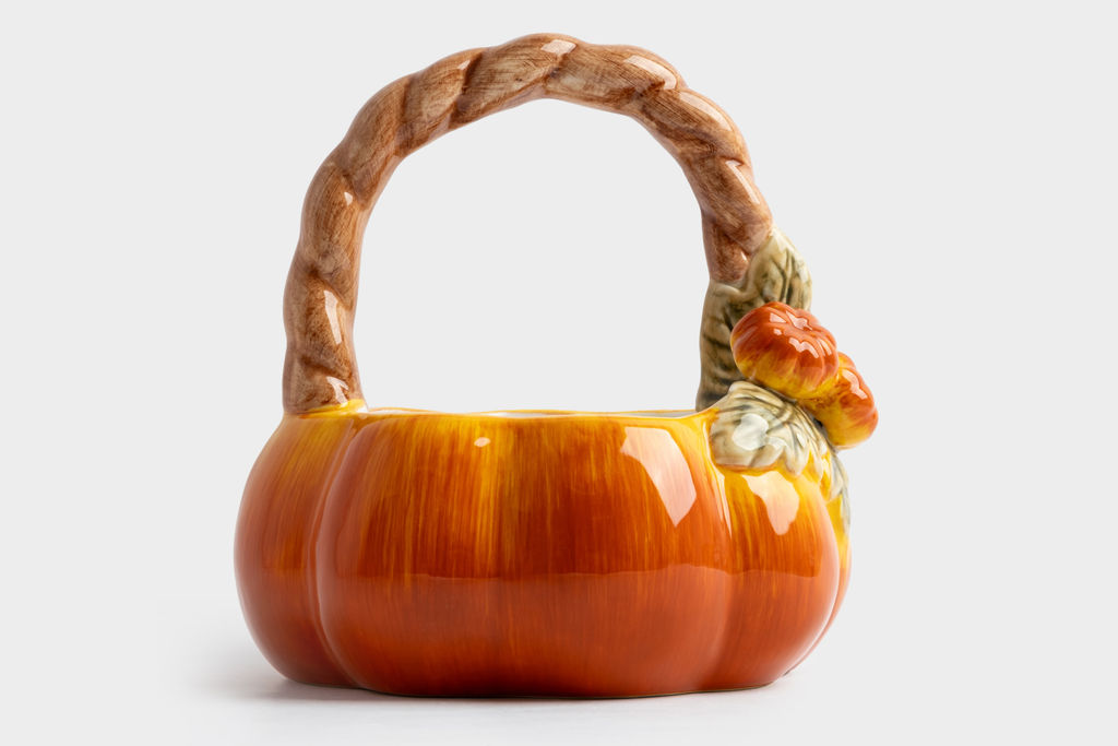 Конфетница, 21х21 см, керамика, оранжево-зеленая, Тыква, Bright pumpkin - Anna lafarg фото 4