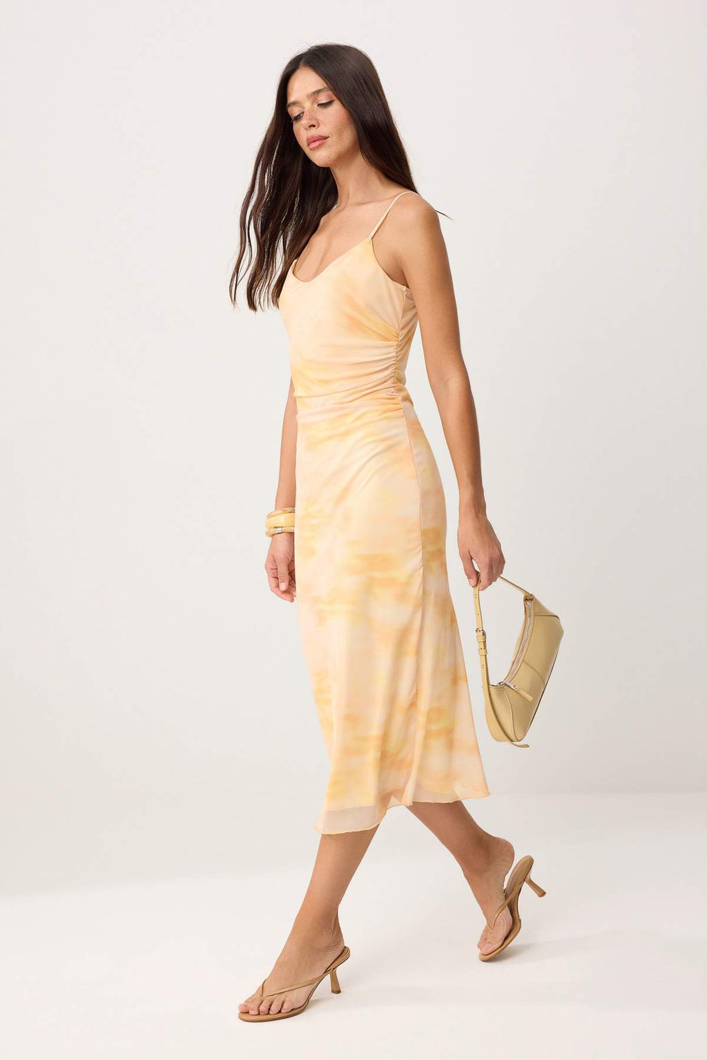 Ac?k/Bebe Mavi Soyut Bodycon Ask?l? Straplez Kolsuz Tul Orme Elbise TWOSS26EL00482 - Trendyolmilla фото 6