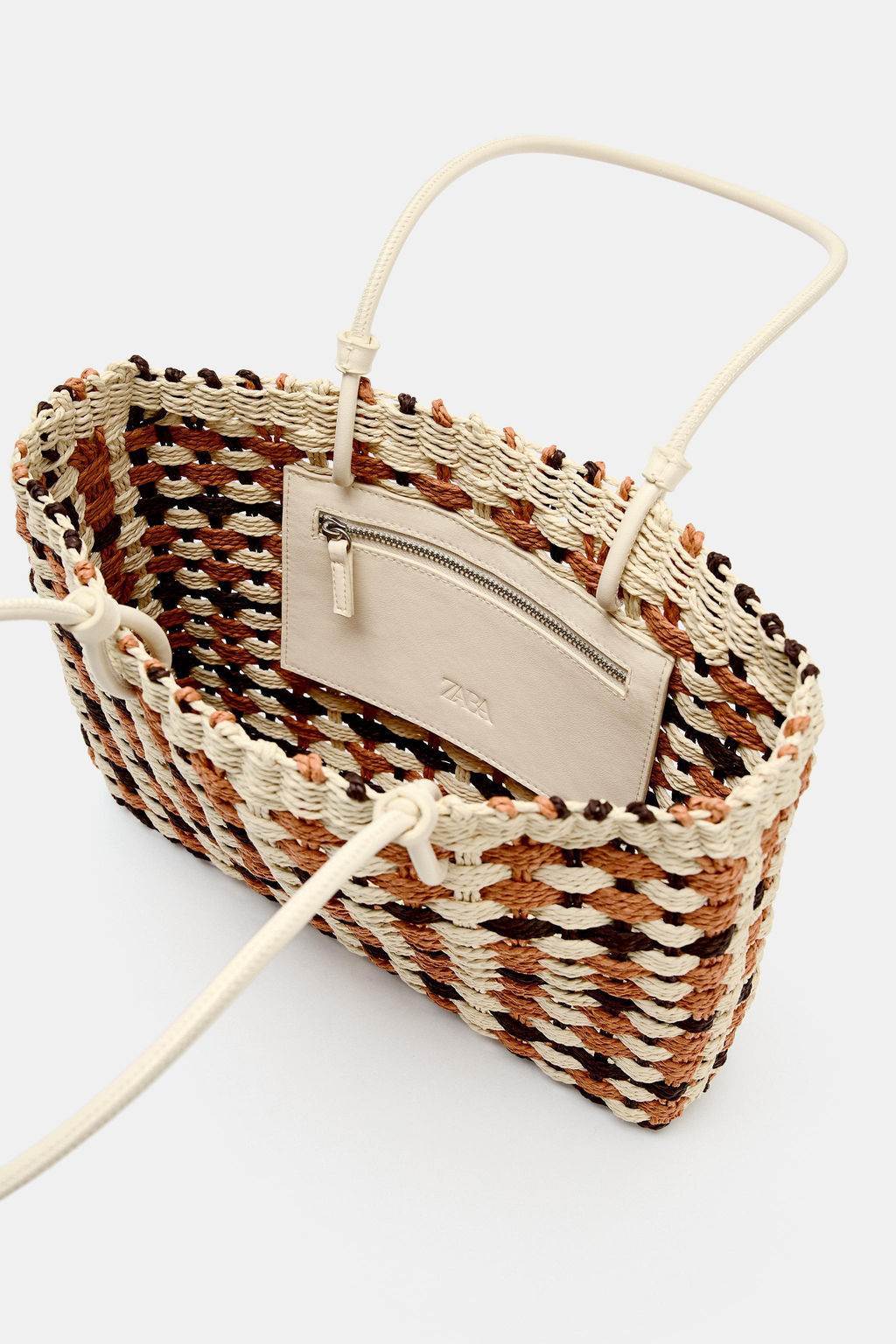 BOLSO MINI SHOPPER EFECTO TRENZADO / Marr?n - Zara фото 5