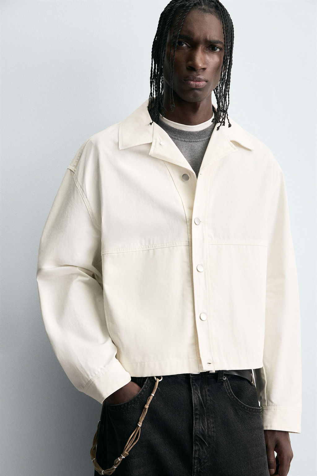 TEXTURED CROPPED FIT OVERSHIRT - Zara фото 5