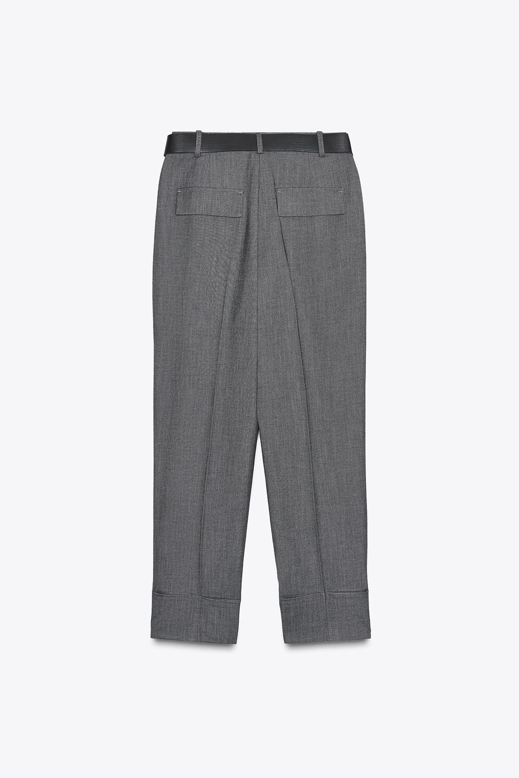TROUSERS WITH BELT AND TURN-UP HEMS