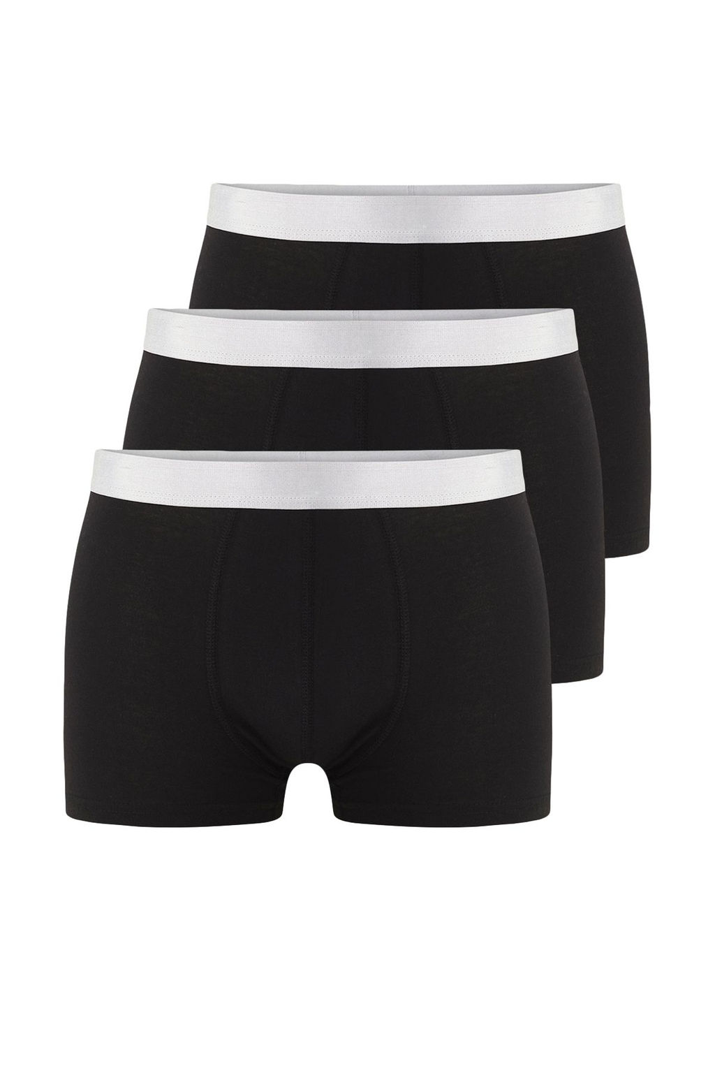 TRENDYOL MAN Siyah 3lu Paket Gumus Rengi Lastik Detayl? Pamuklu Boxer TMNSS25BX00010