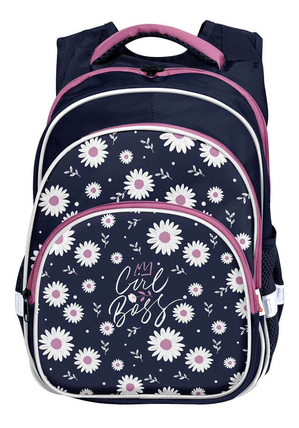 Рюкзак Creativiki РОМАШКИ 20 л синий 38х29х18 2 отделения, молния, для девочек