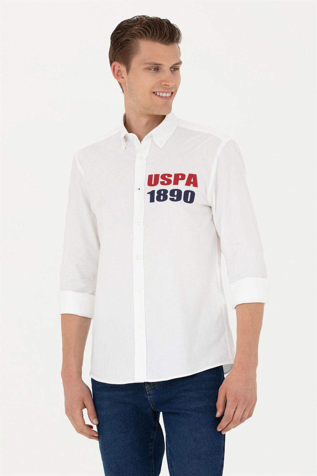 Мужская белая рубашка с длинным рукавом - U.s. polo assn фото 13