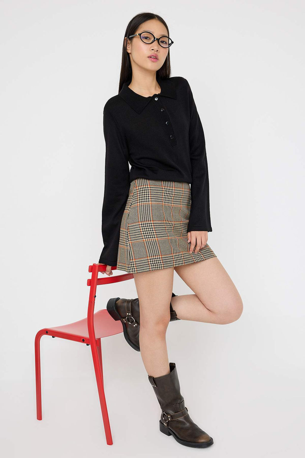 Teen Siyah*001 Polo Yaka Duz Triko Kazak TWOAW26KZ00121 - Trendyolmilla фото 2