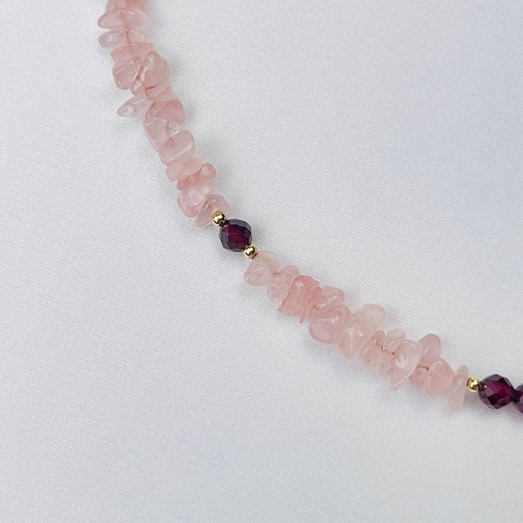 Колье из Розового кварца и Граната 45 см +