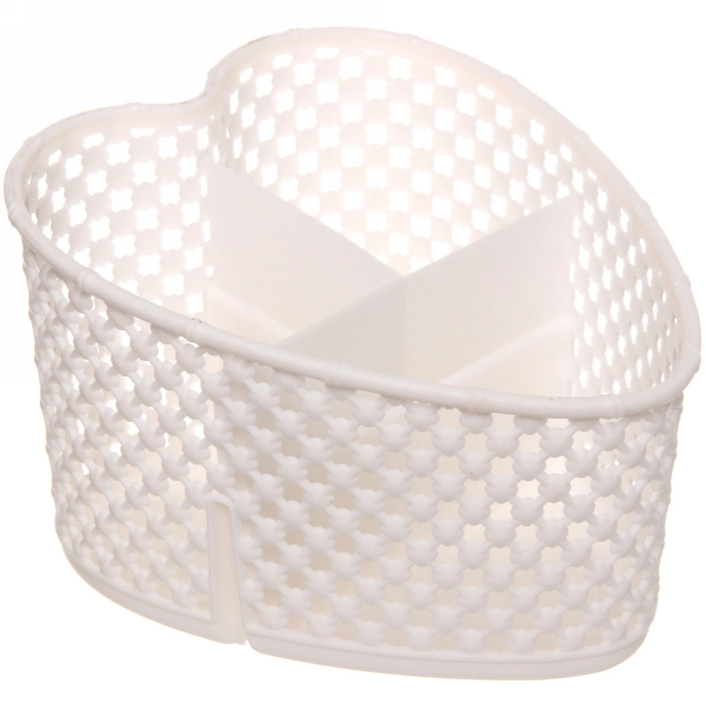 Цена за 4 шт. Подставка для столовых приборов пластиковая "Сердечко" 17*15*11см 3секции