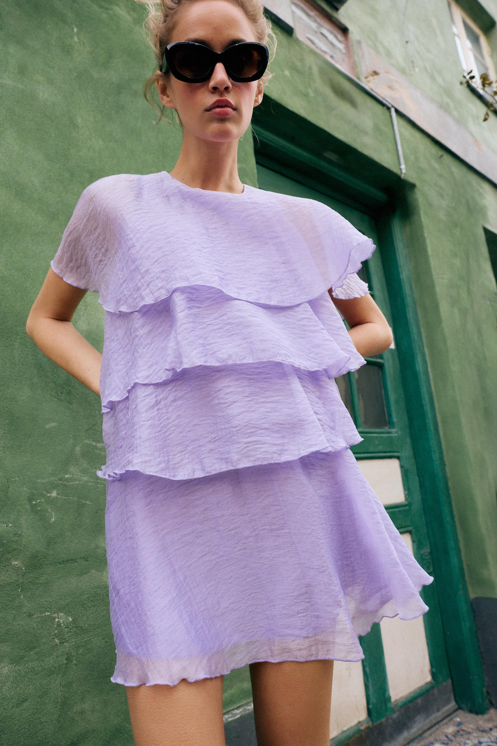 VESTIDO MINI VOLANTES / Lila claro - Zara фото 2