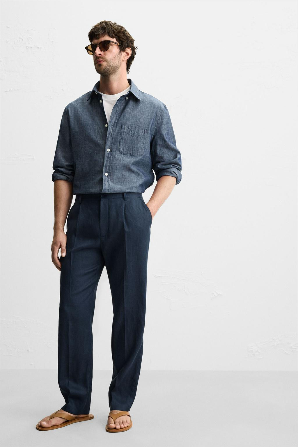 100% LINEN PLEATED TROUSERS - Zara фото 27