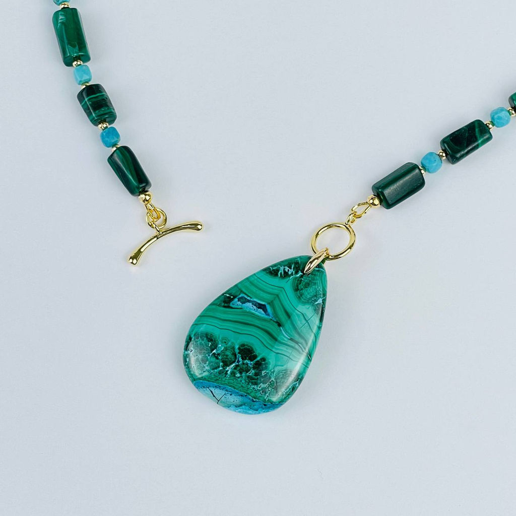 Колье из Малахита и Бирюзы - Радуга самоцветов фото 3