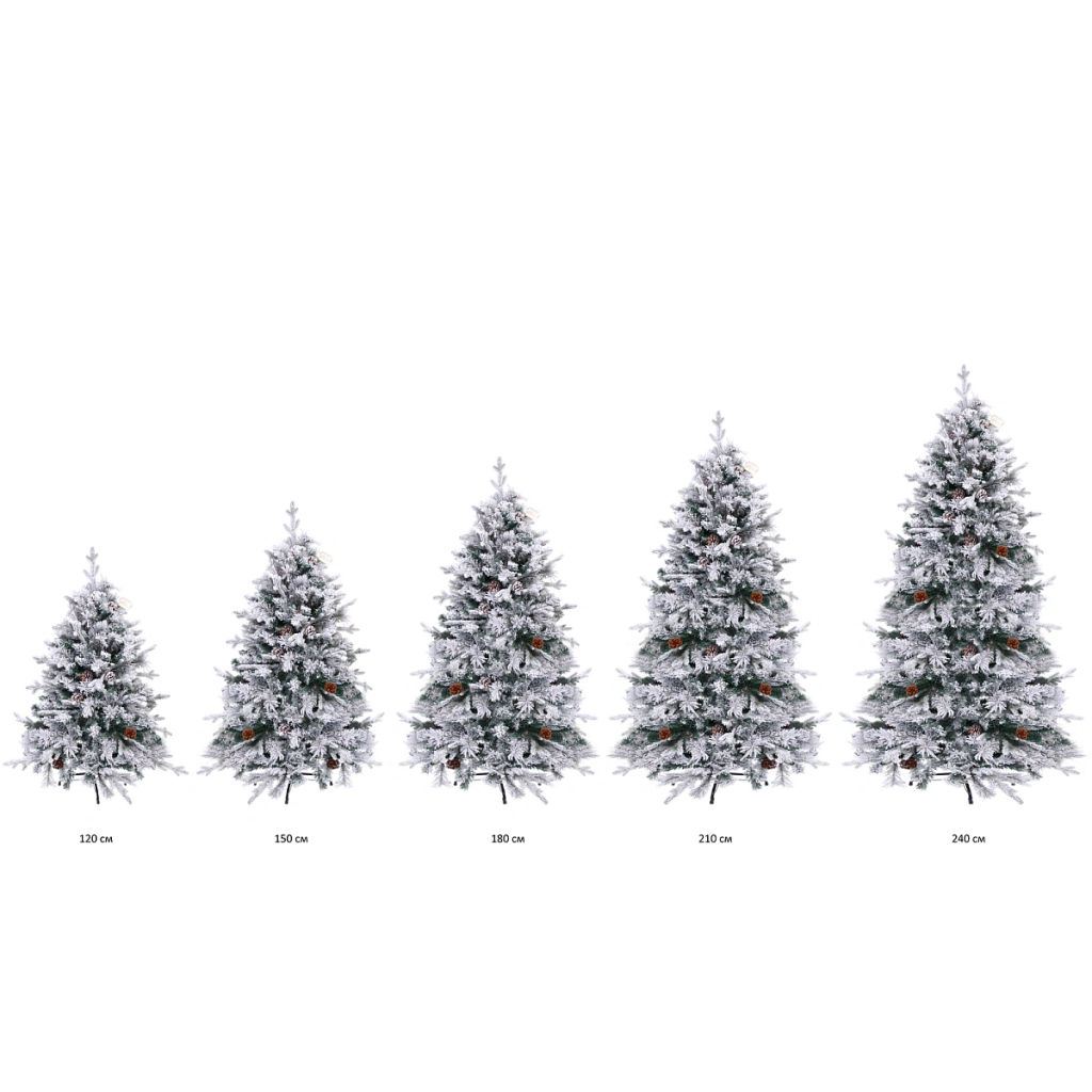 Елка "Заснеженная принцесса" 180 см, ПВХ, леска, резина с белым напылением (838 веток)