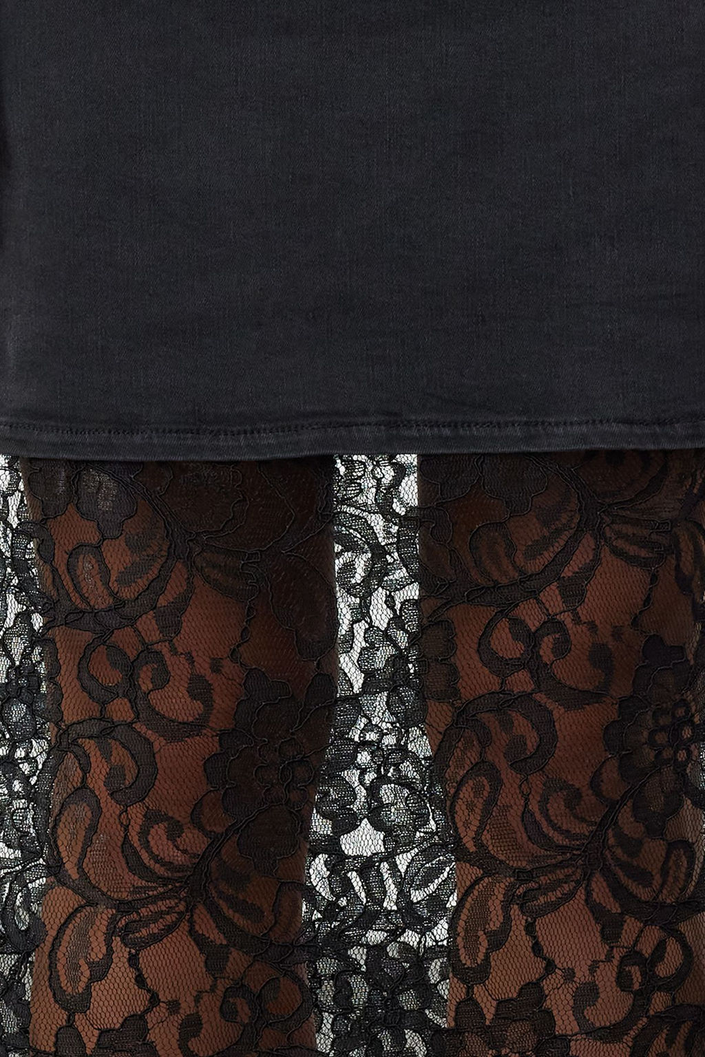 Siyah Ask?l? Midi Dantel Detayl? Denim Elbise TWOSS24EL01007 - Trendyolmilla фото 3