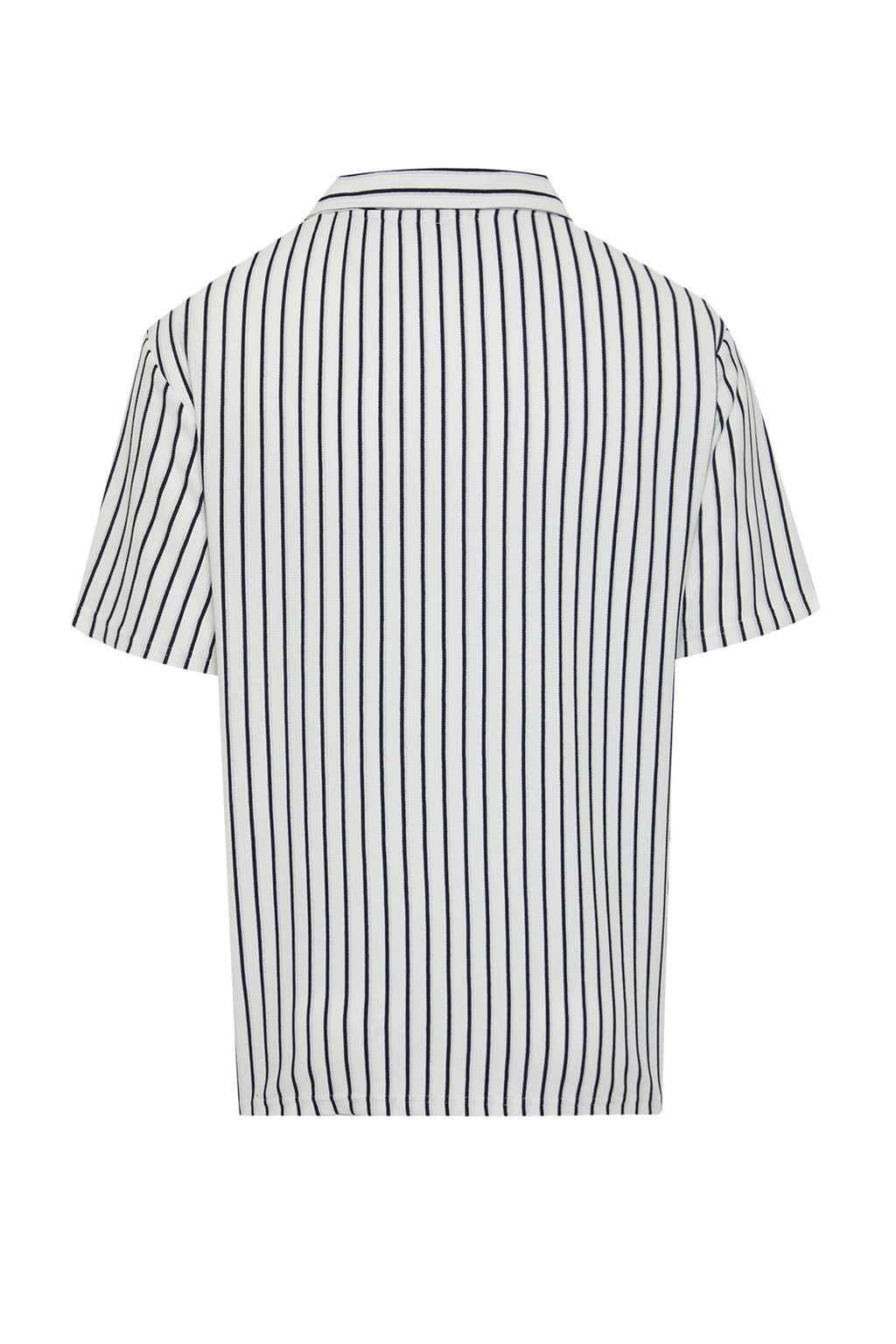 Lacivert Regular/Normal Kesim Cizgili Dokulu Polo Yaka T-shirt TMNSS24PO00035