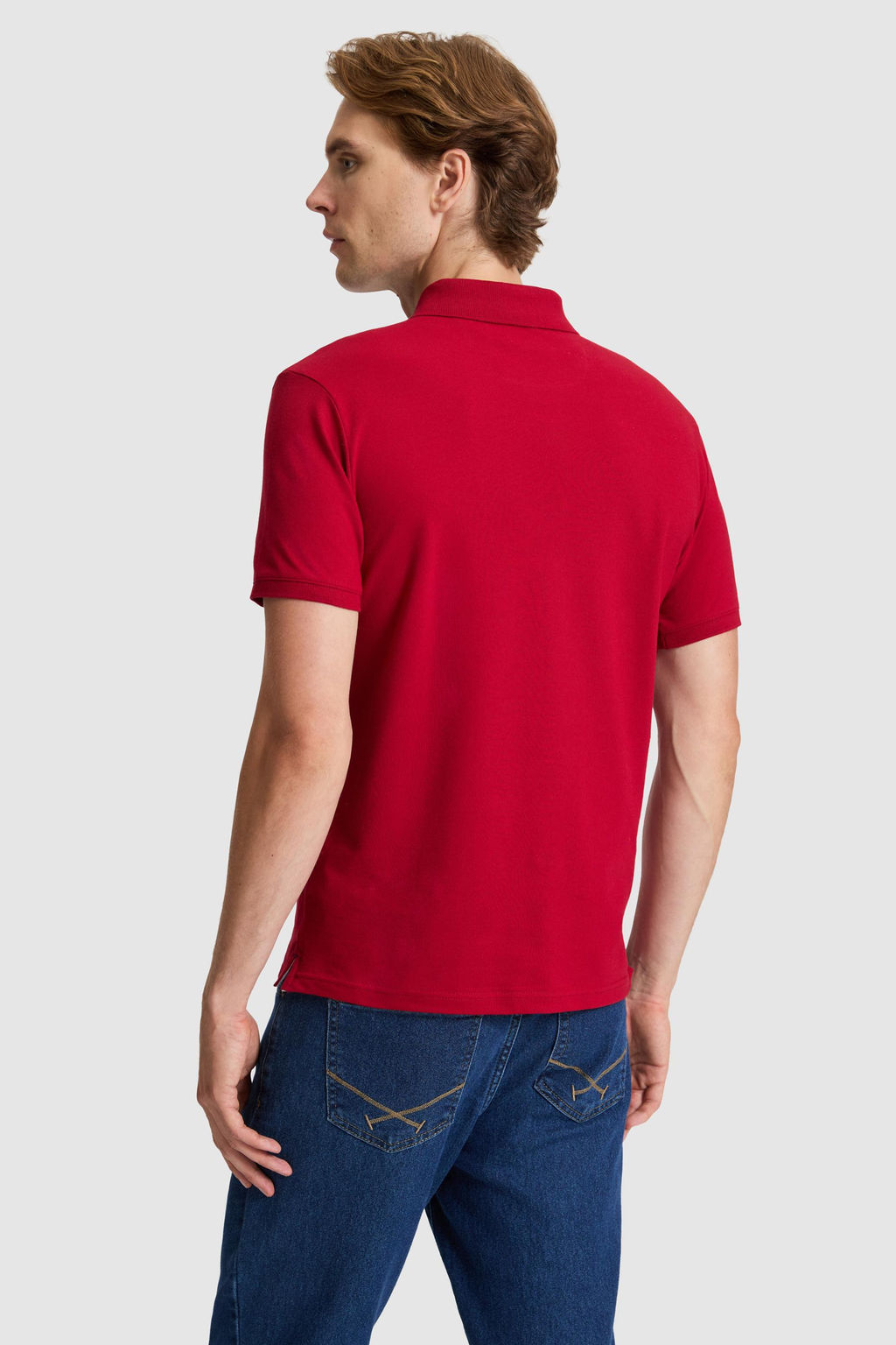 Erkek Bordo Slim Fit Polo Yaka Basic Ti__rt