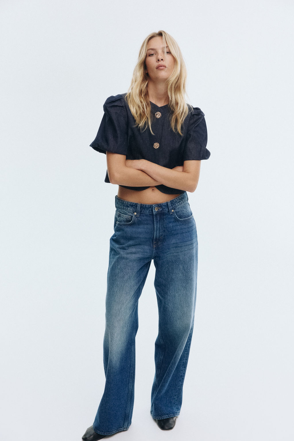 Blusa denim con mangas globo - H&m фото 5