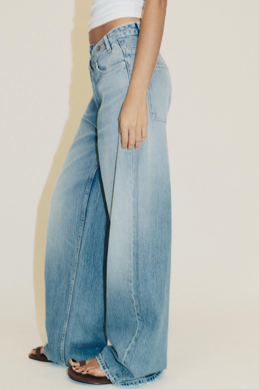TRF WIDE-LEG HIGH-WAIST JEANS WITH CROSSOVER WAIST - Zara фото 3