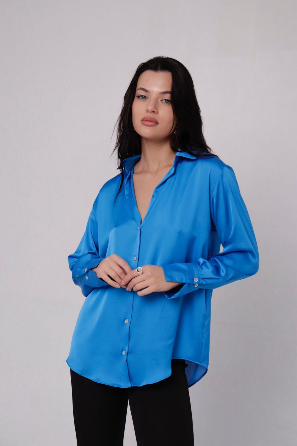 Рубашка шёлковая голубая - Martichelli фото 5