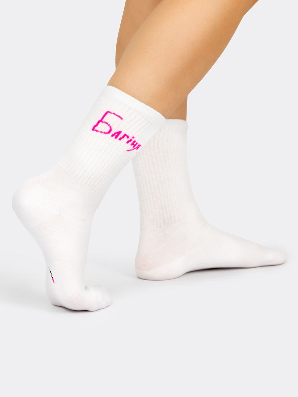 Цена за 5 пар! Носки женские белые с рисунком в виде надписи "БАГIНЯ" белый 217K-2216