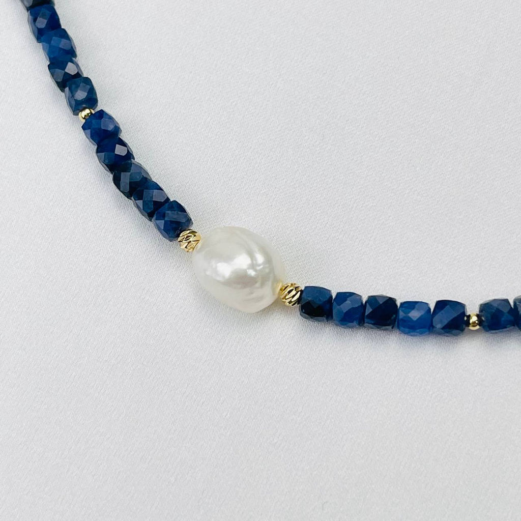 Бусы-чокер из Содалита и Жемчуга 39 см +