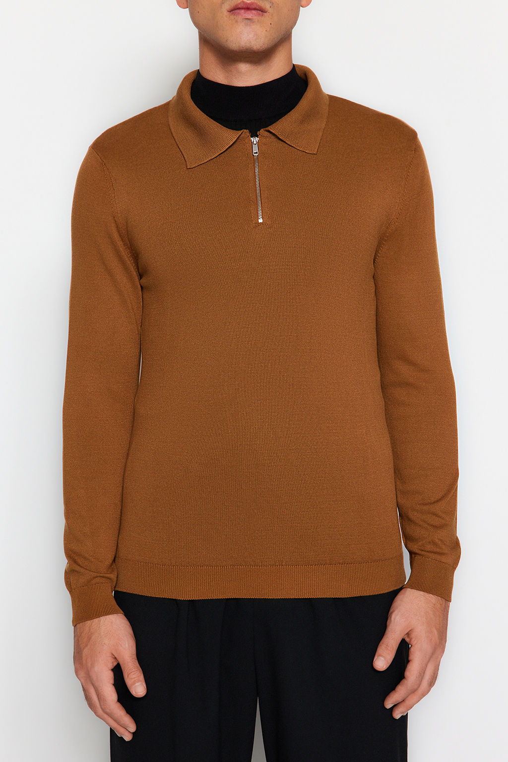 Camel Slim Fit Polo Yaka Triko Kazak TMNAW24KZ00076 - Trendyolmilla фото 4