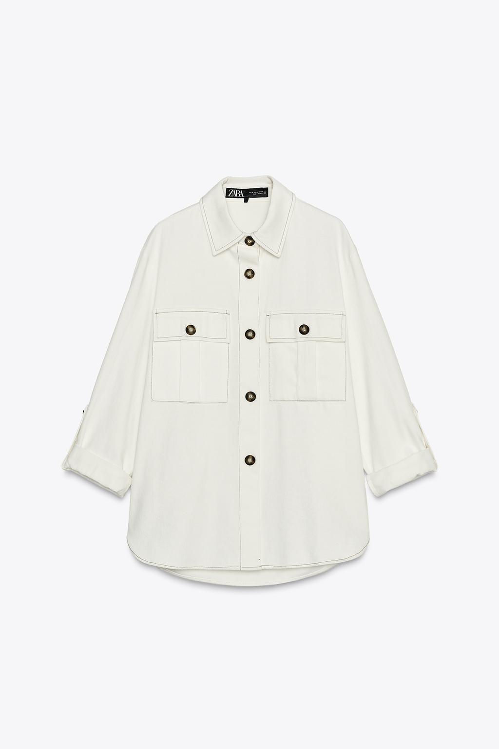 OVERSHIRT WITH CONTRAST TOPSTITCHING - Zara фото 6