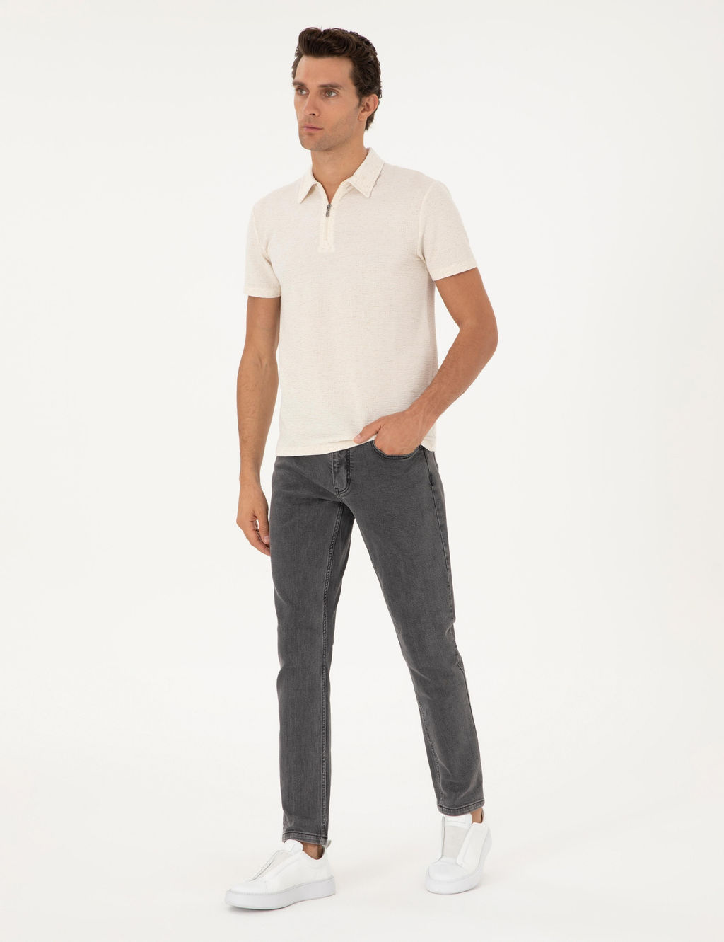 Футболка узкого кроя цвета экрю - Cacharel фото 4