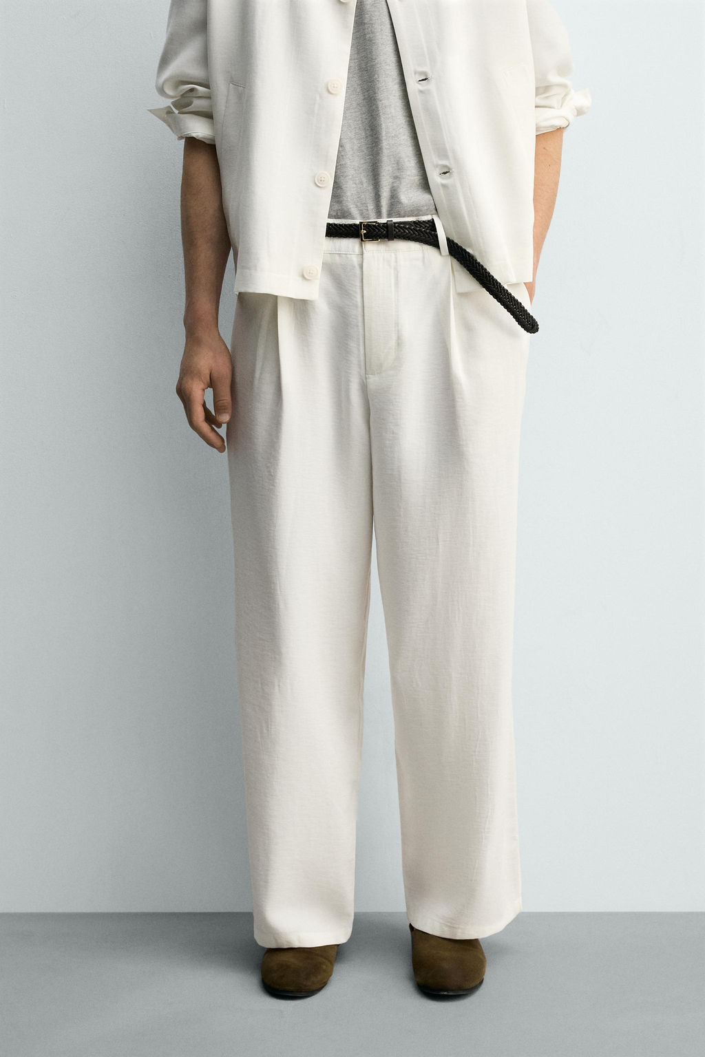 PANTAL?N FLUIDO PLIEGUES / Blanco roto - Zara фото 2