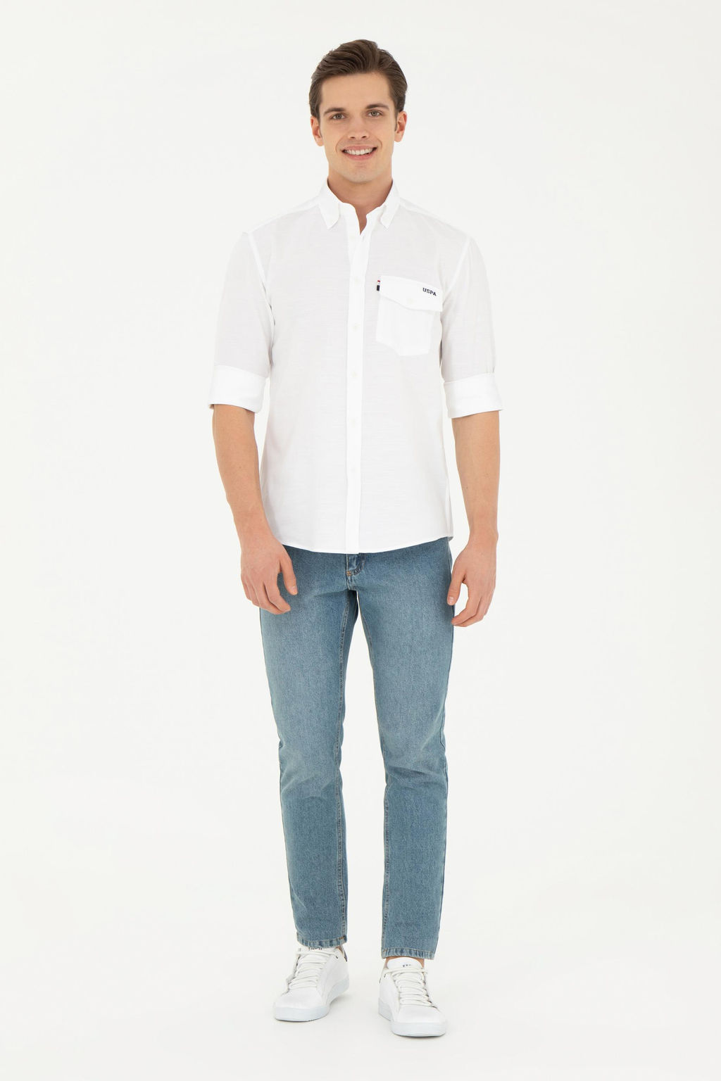 Мужская белая рубашка с длинным рукавом - U.s. polo assn фото 11