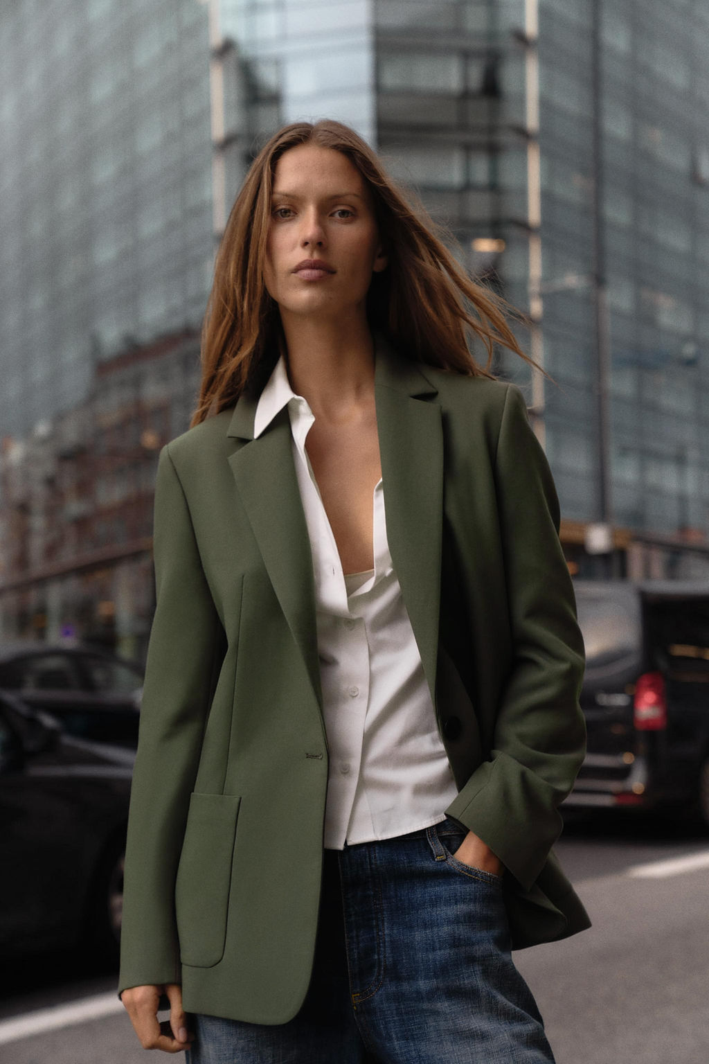 BLAZER RECTA HOMBRERAS / Khaki - Zara фото 5