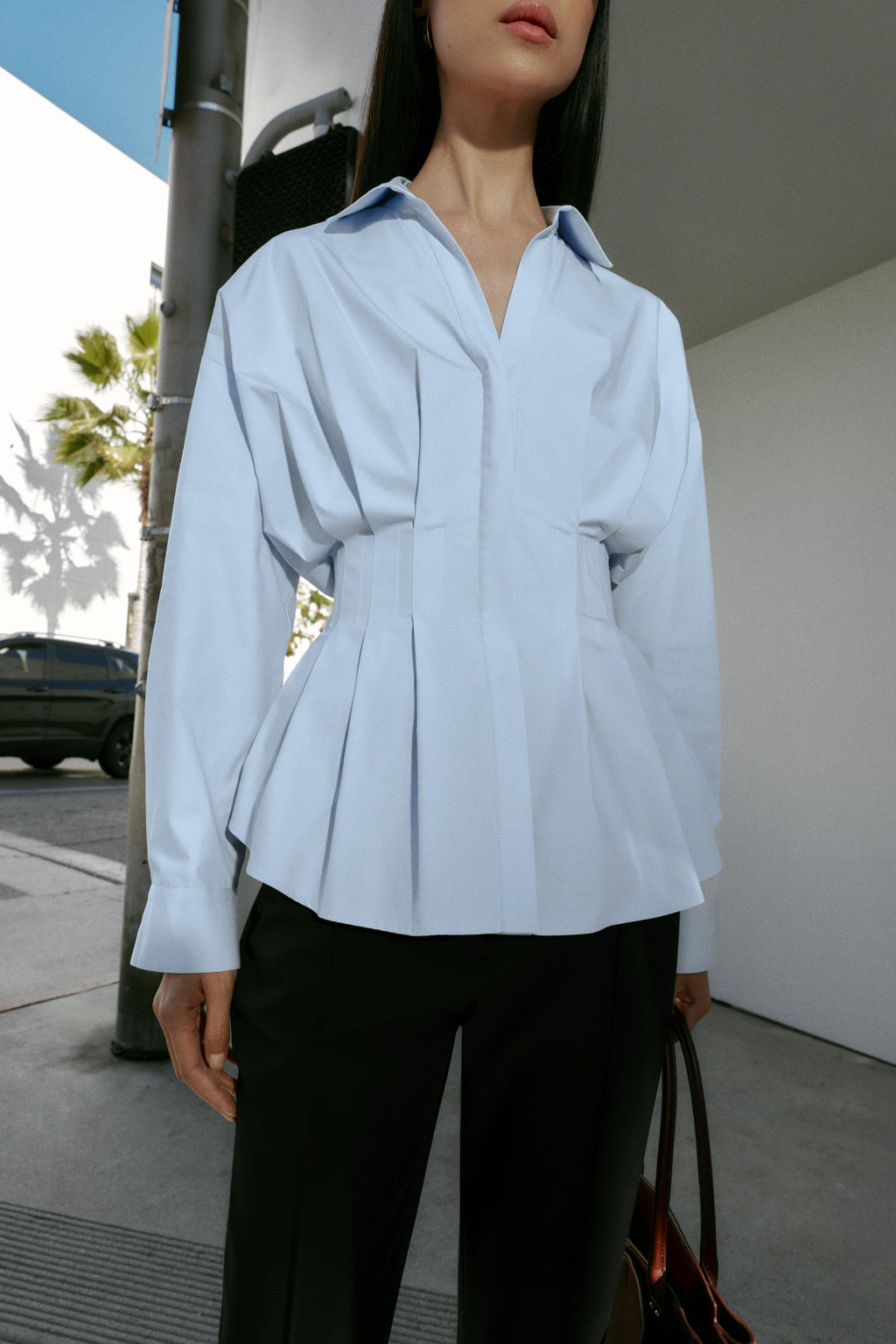 POPLIN SHIRT WITH PLEATS - Zara фото 3