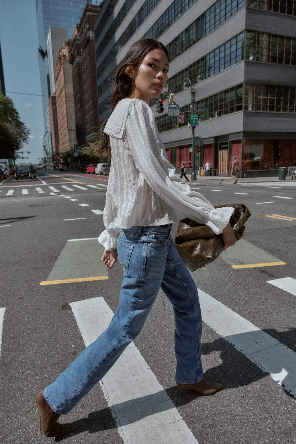 LACE TRIM PETER PAN COLLAR SHIRT - Zara фото 3