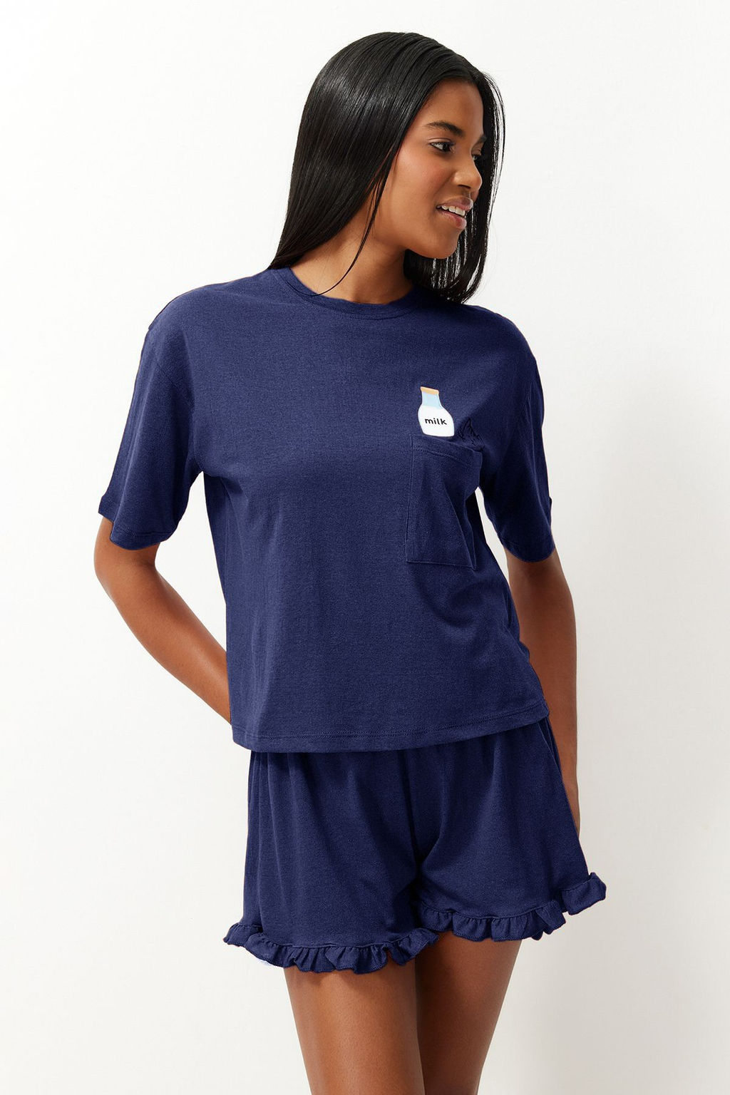 Trendyolmilla Pembe F?rf?rl? Bask?l? Sortlu Orme Pijama Tak?m? THMSS22PT0422  фото 46