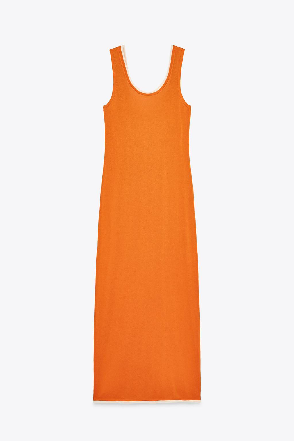 DOUBLE LAYER TRIM KNIT MAXI DRESS - Zara фото 7