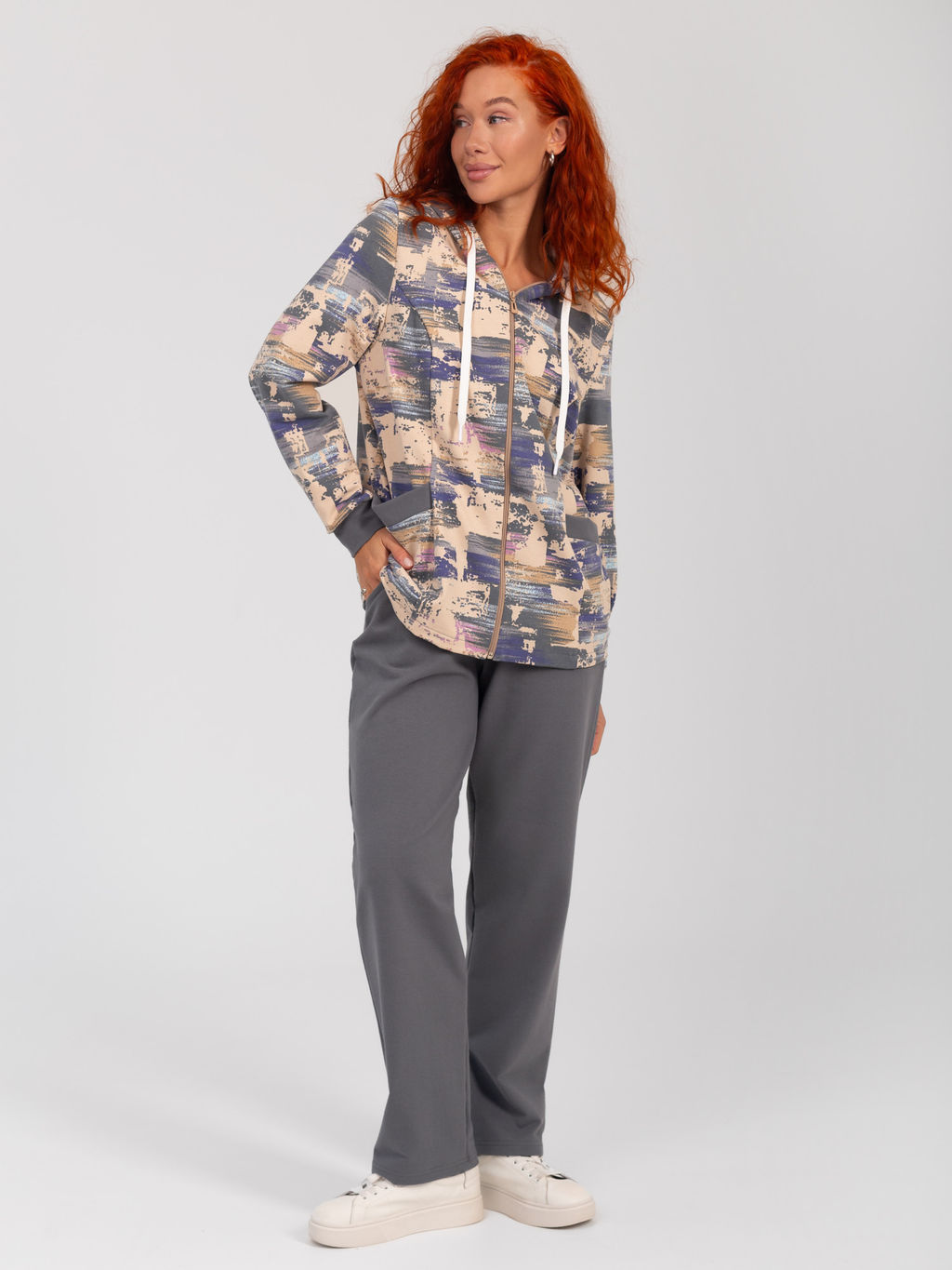 Костюм женский футер с лайкрой ДОРИС СЕРЫЙ