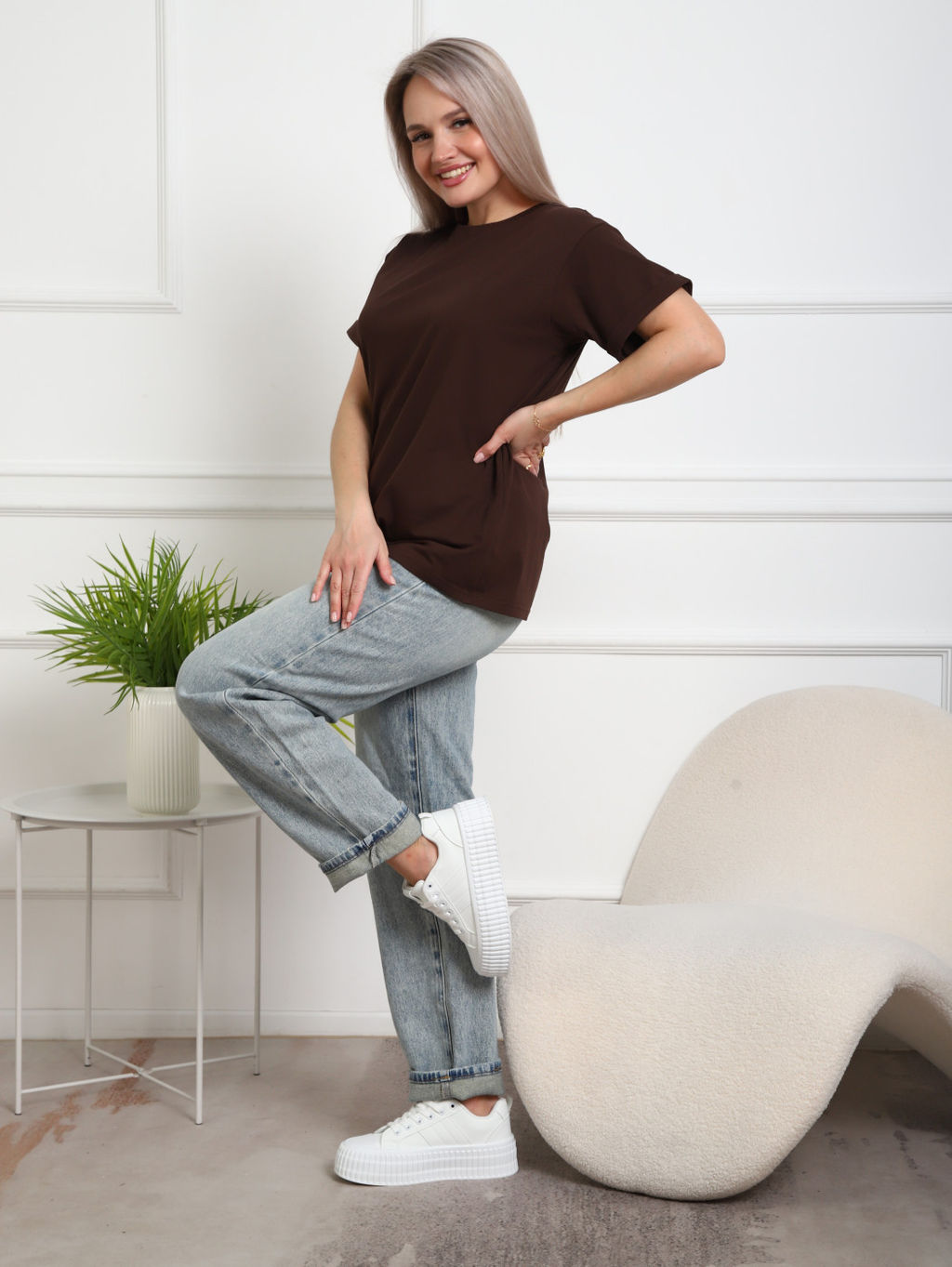 Футболка Хлопок 95%, лайкра 5% Классика аква - Ивассорти фото 61