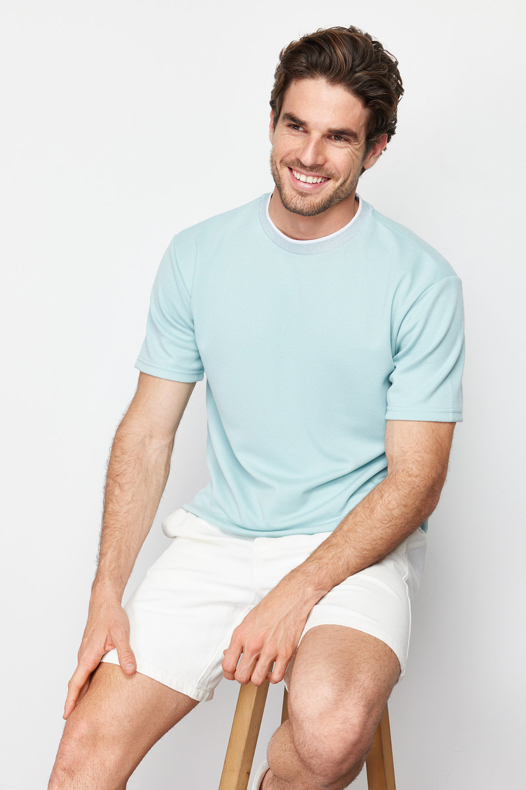 TRENDYOL MAN Premium Tas Oversize/Genis Kesim Triko Bantl? Dokulu Pike T-Shirt TMNSS23TS00079 - Trendyolmilla фото 40