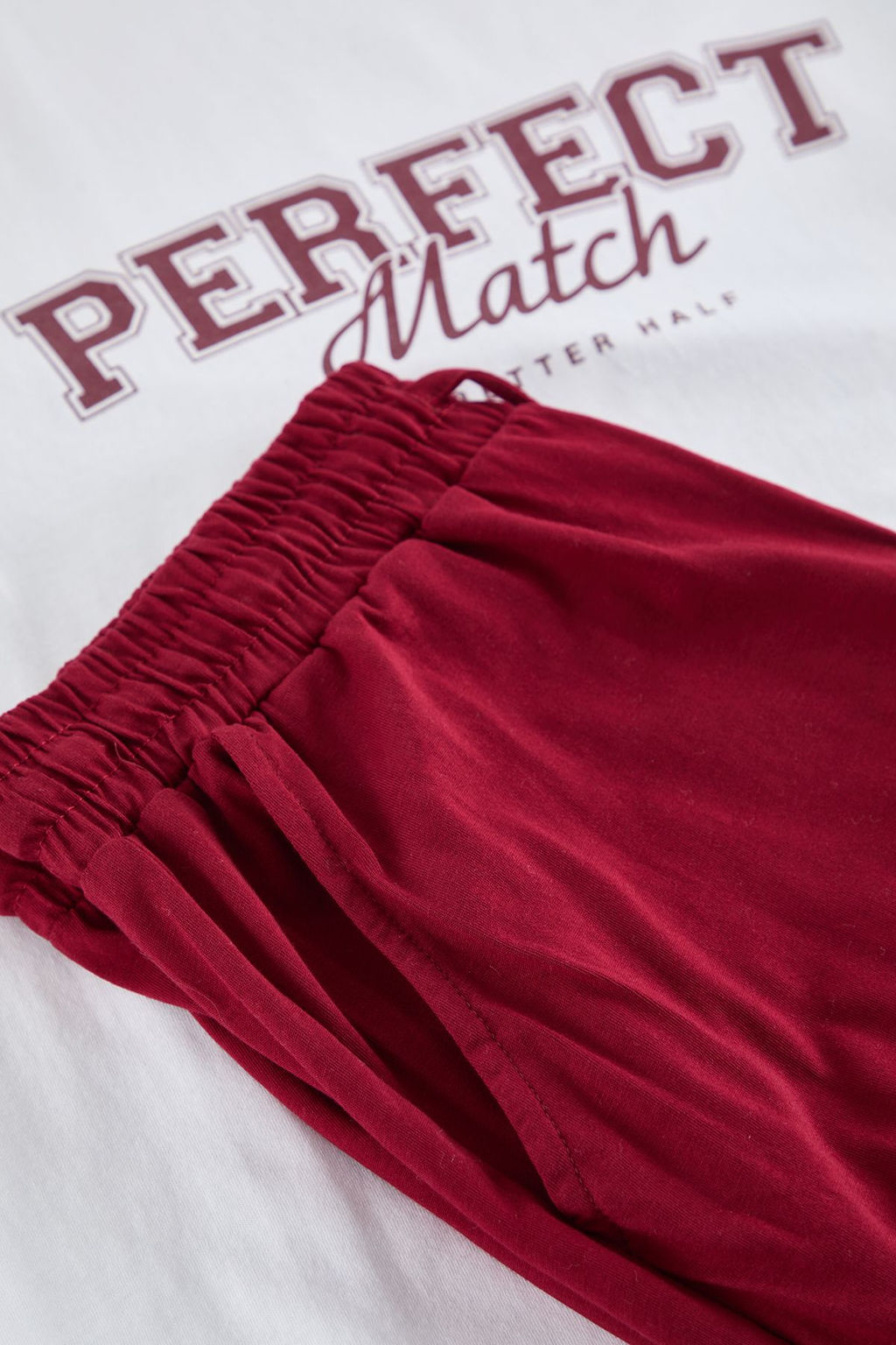TRENDYOL MAN Ekru - Bordo Regular Fit Orme Couple/Cift %100 Pamuklu Pijama Tak?m? TMNAW25PT00047 - Trendyolmilla фото 8