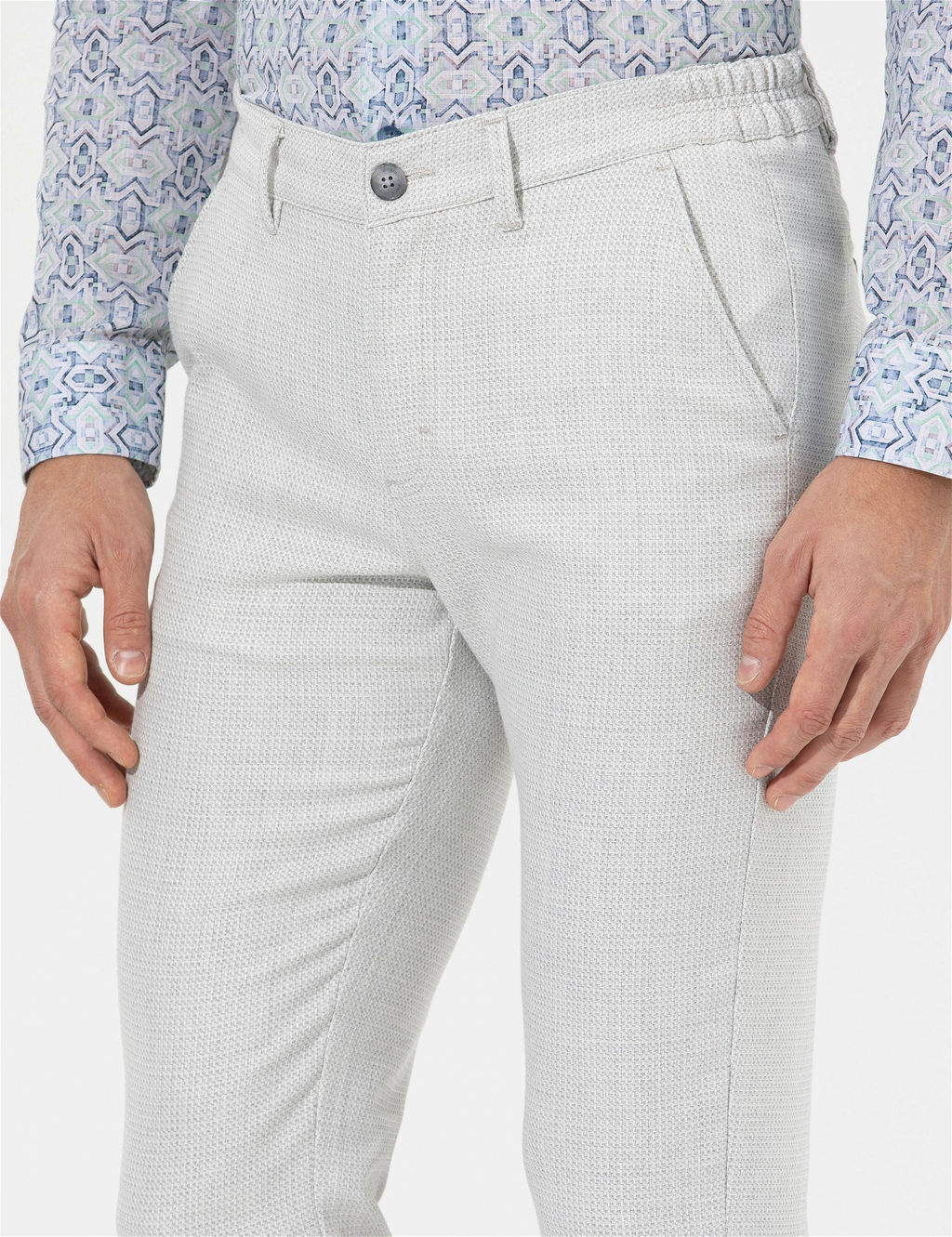 Gri Slim Fit Beli Lastikli Kanvas Pantolon - Pierre cardin фото 2