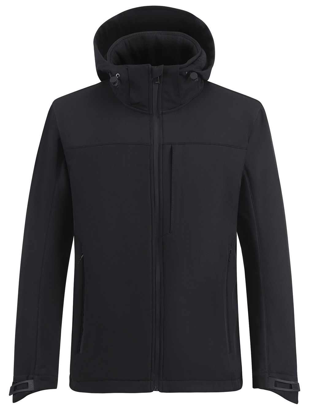 Ветровка мужская софтшелл виндстоппер с капюшоном спортивная черного цвета 9615_1Ch