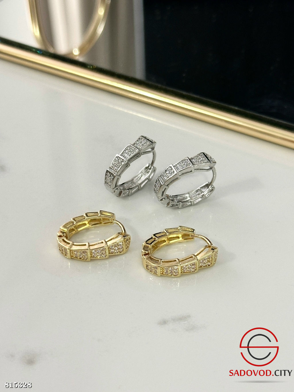 Серьги с камнями из медицинской стали