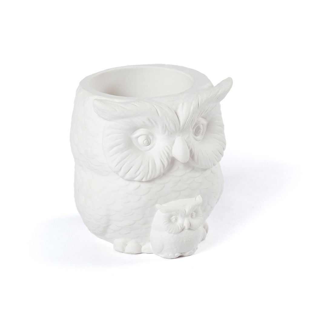 Заготовка для декорирования Love2art ТА-03 Кашпо гипс 14 х 12 х 12 см 1 шт 01 Сова с совенком