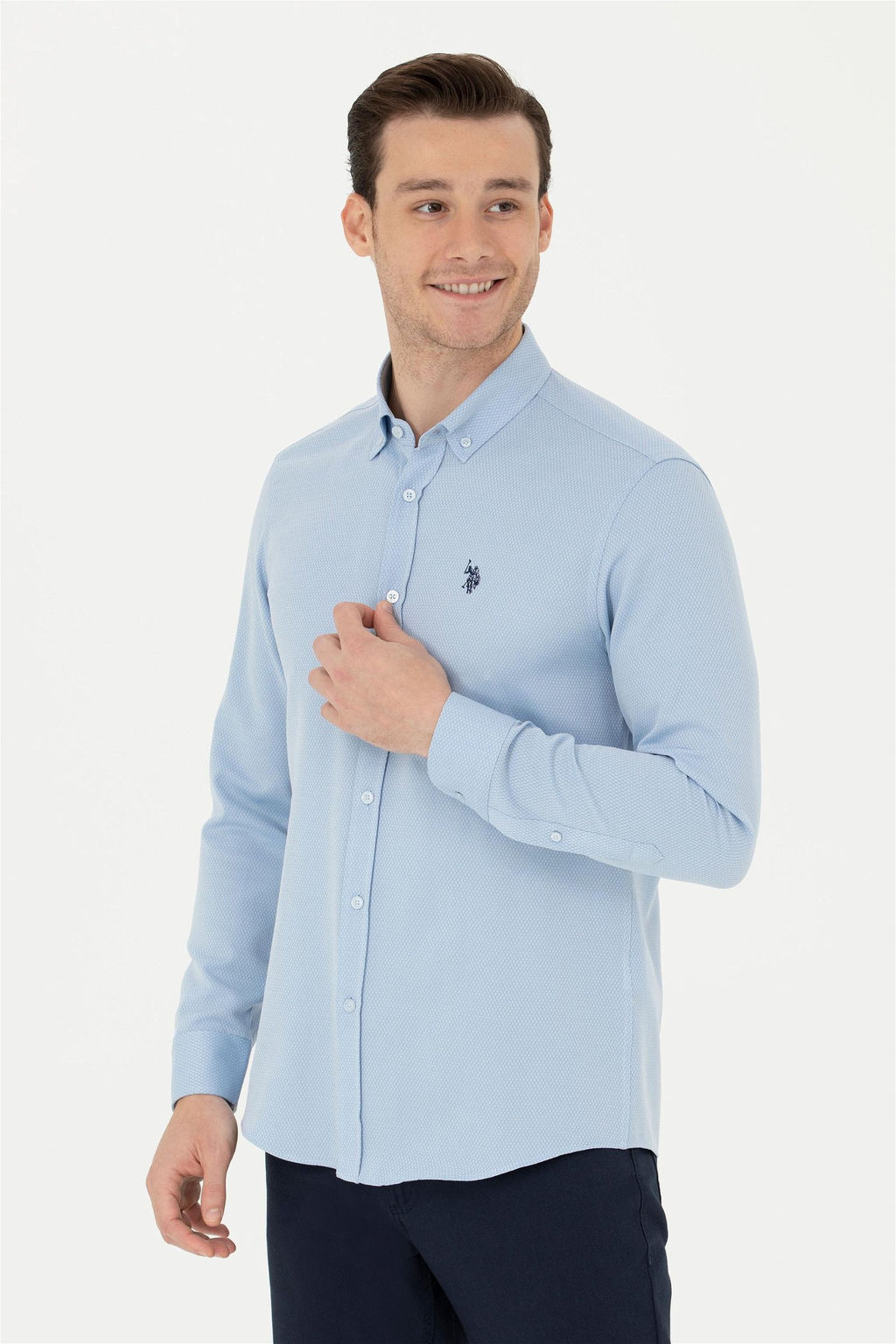 Мужская синяя рубашка с длинным рукавом - U.s. polo assn фото 8