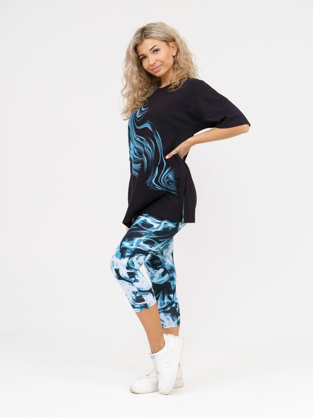 909 Костюм "черный/голубой"