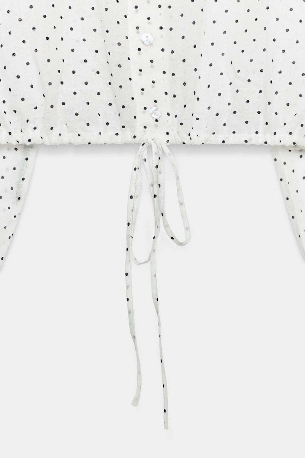 CAMISA GASA CROP CORD?N AJUSTABLE LUNARES / Negro / Blanco