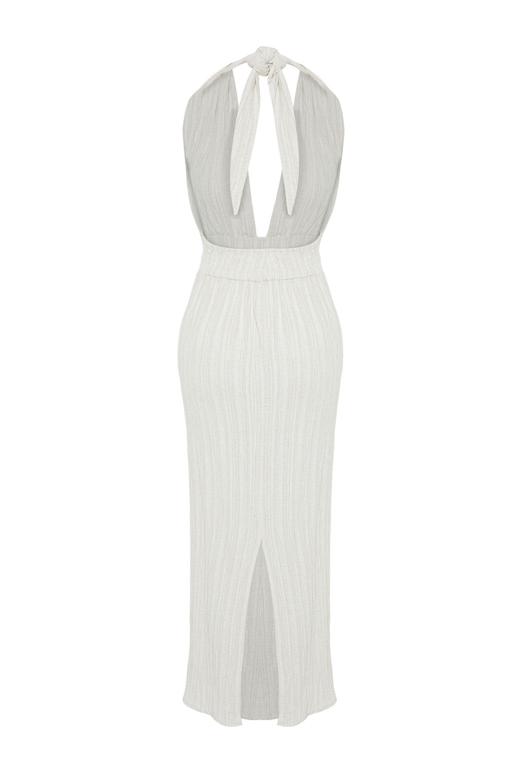 Plaj Giyim Ekru Dokuma S?rt Dekolteli Maxi Elbise TBESS24EL00096