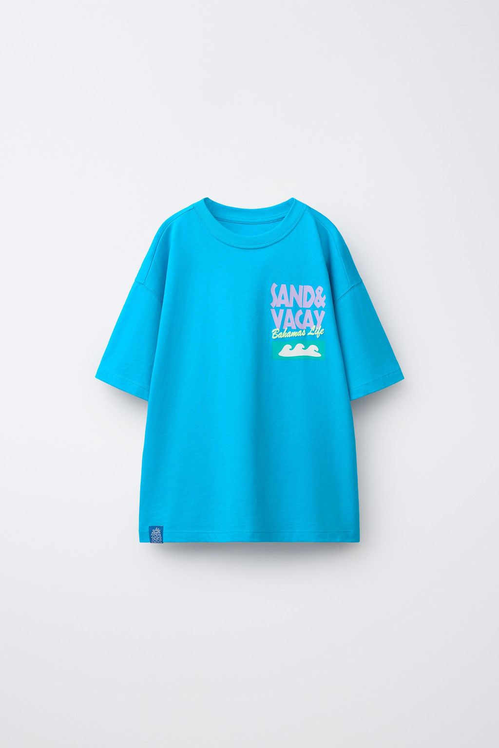 CAMISETA ESTAMPADO TEXTO / Azul / Blanco