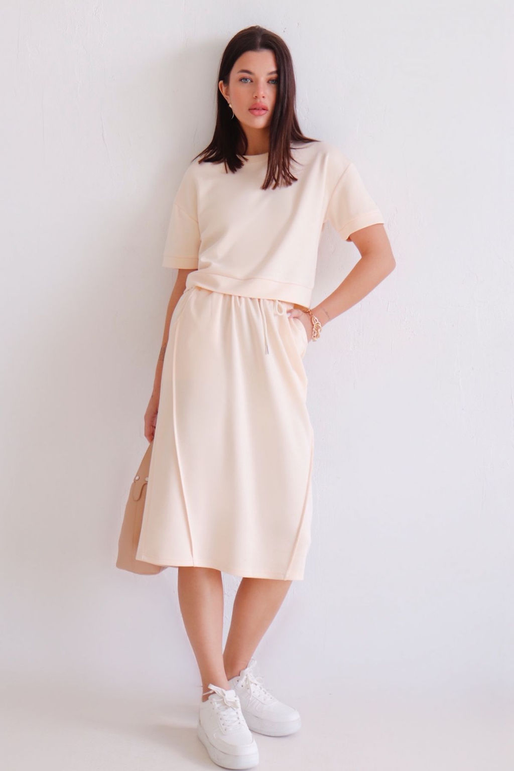 Martichelli Трикотажный костюм с юбкой кремовый фото 2