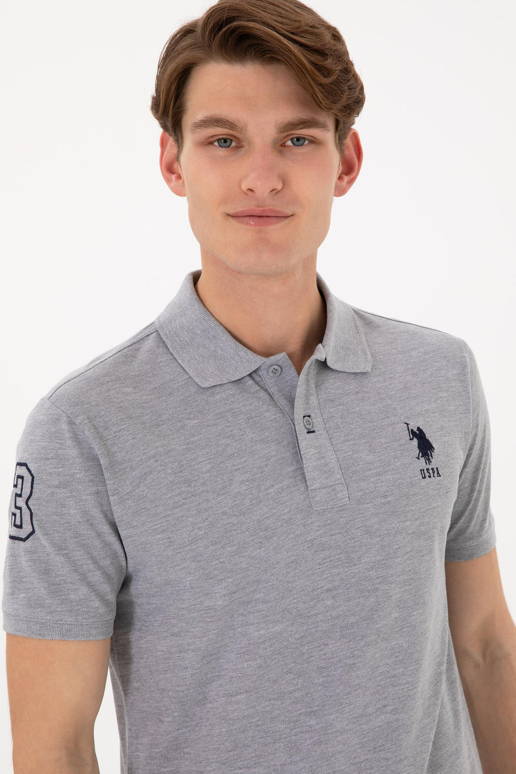 Erkek Slim Fit Polo Yaka Gri Melanj Basic Ti__rt Sepette S_rpriz _ndirim - U.s. polo assn фото 10