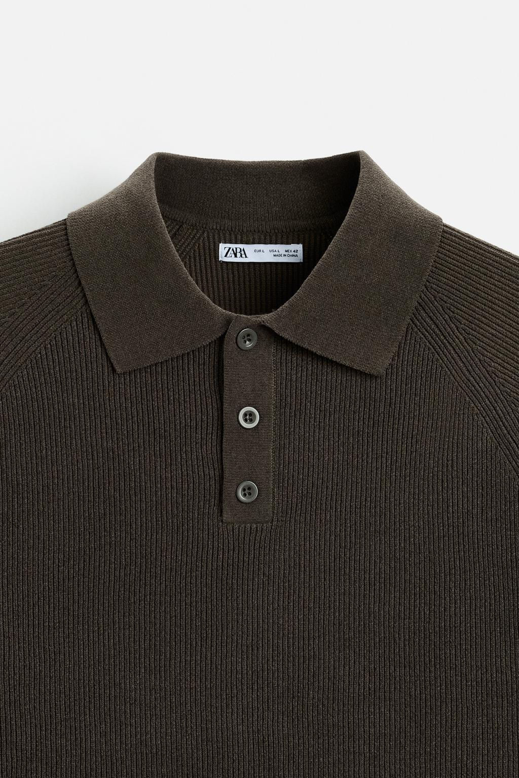 TEXTURED STITCHED POLO SHIRT - Zara фото 7