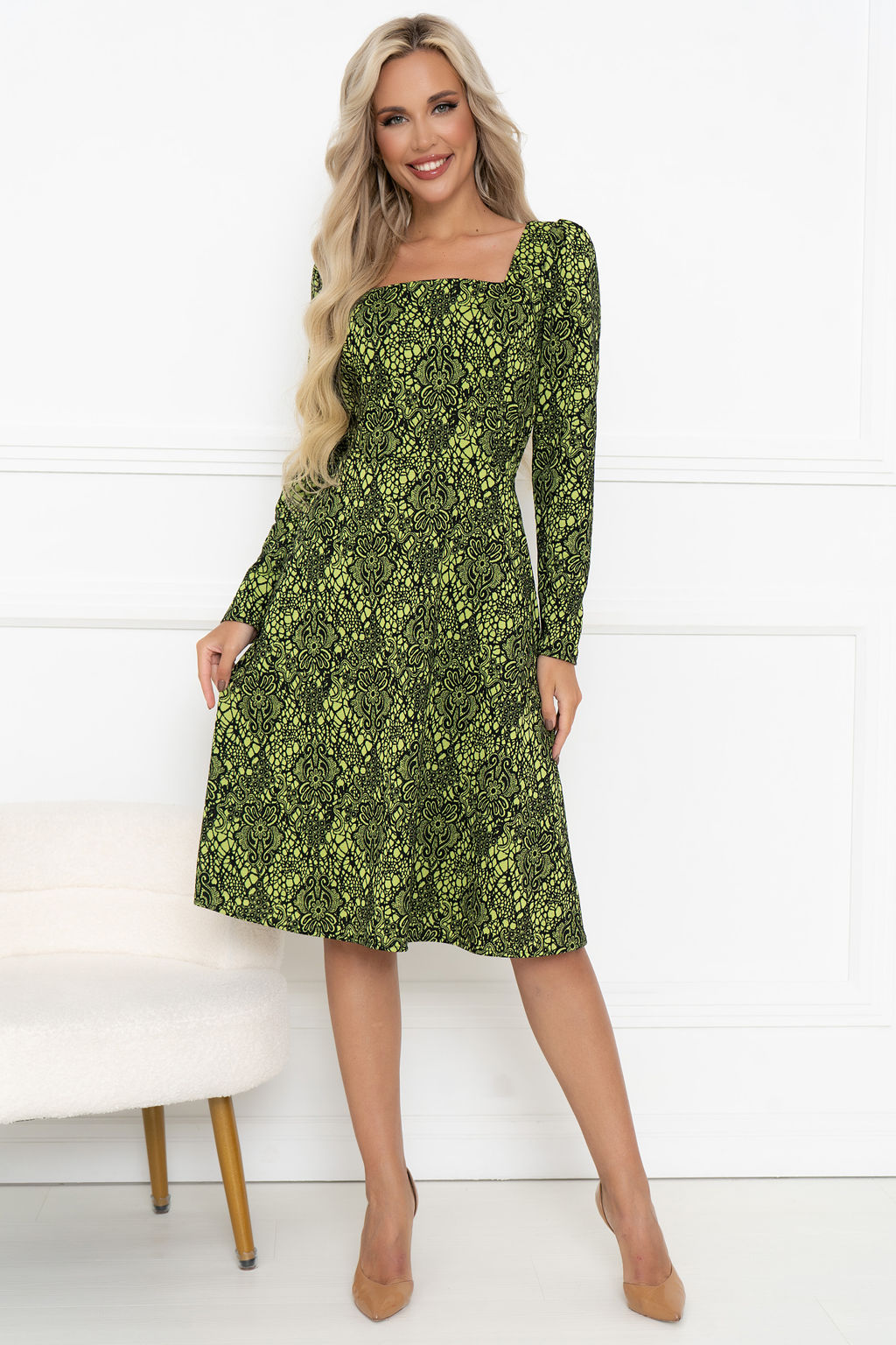 Платье Open Style 6370 желтый/черный